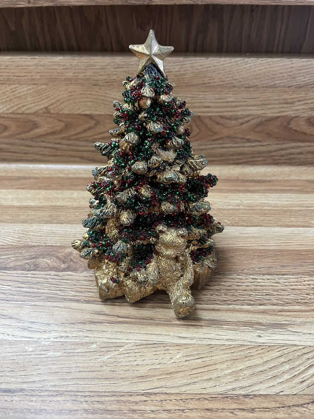 Department 56 Christmas Tree Gold Tone Beaded & 3.5″ x 5 3/8″ Tall
