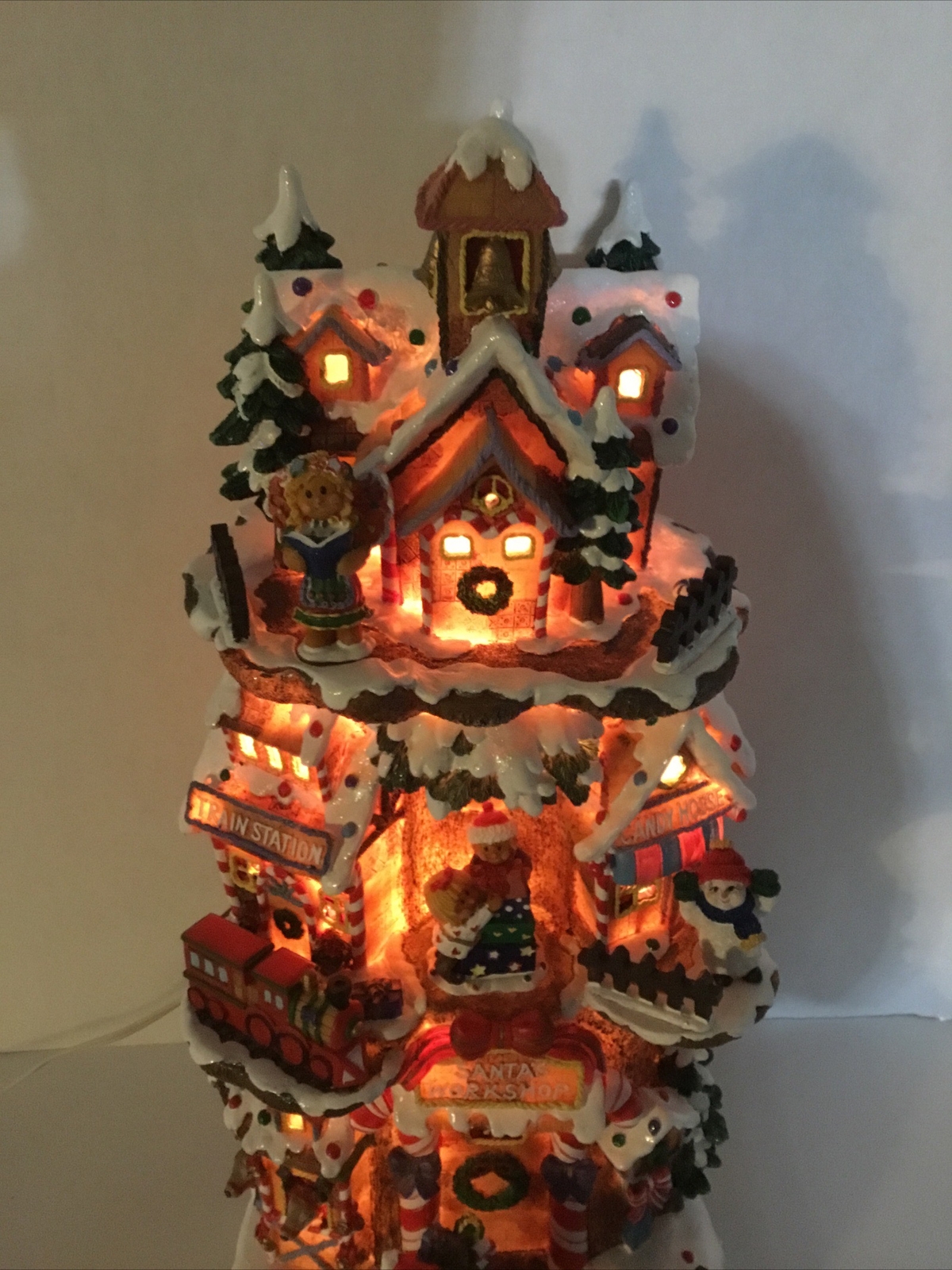 JAIMY’S Christmas Lighted Treehouse 20-1/2” Three Story Santa’s Workshop Village