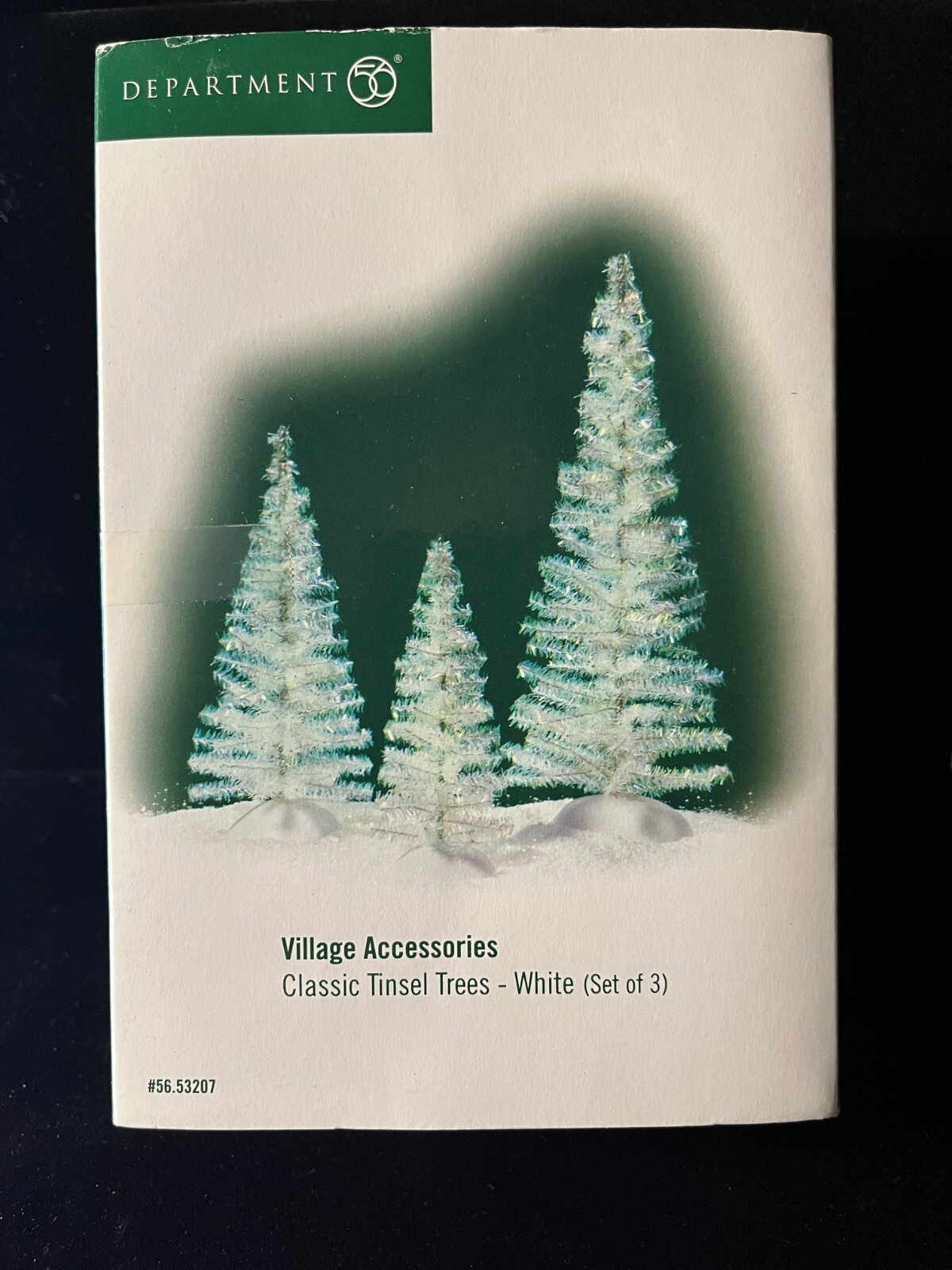 2004 Dept 56 Village Accessories Set of 3 White Classic Tinsel Trees # 56.53207