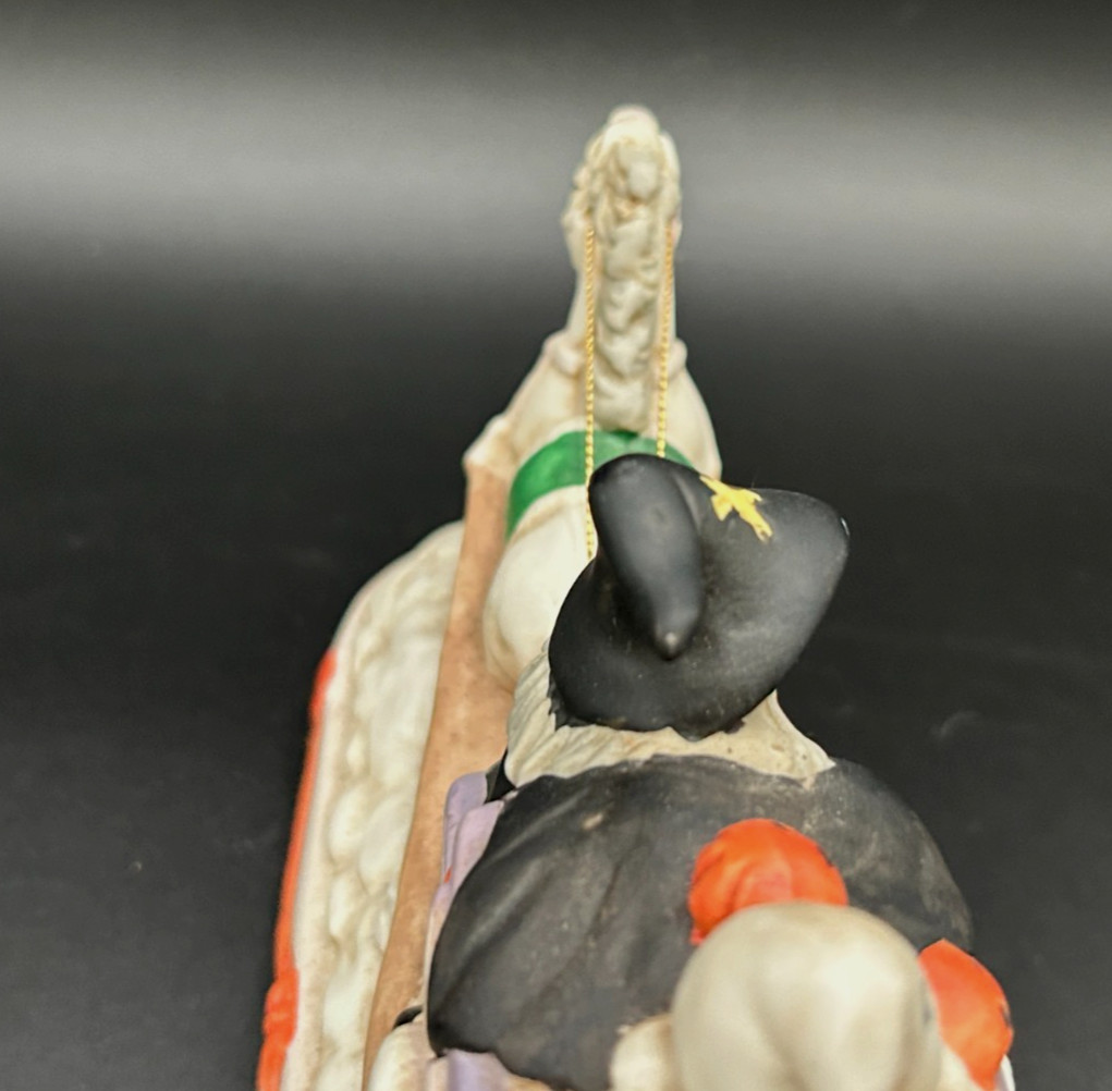Vintage Halloween Porcelain Lighted Spooky Horse Drawn Witch Carriage