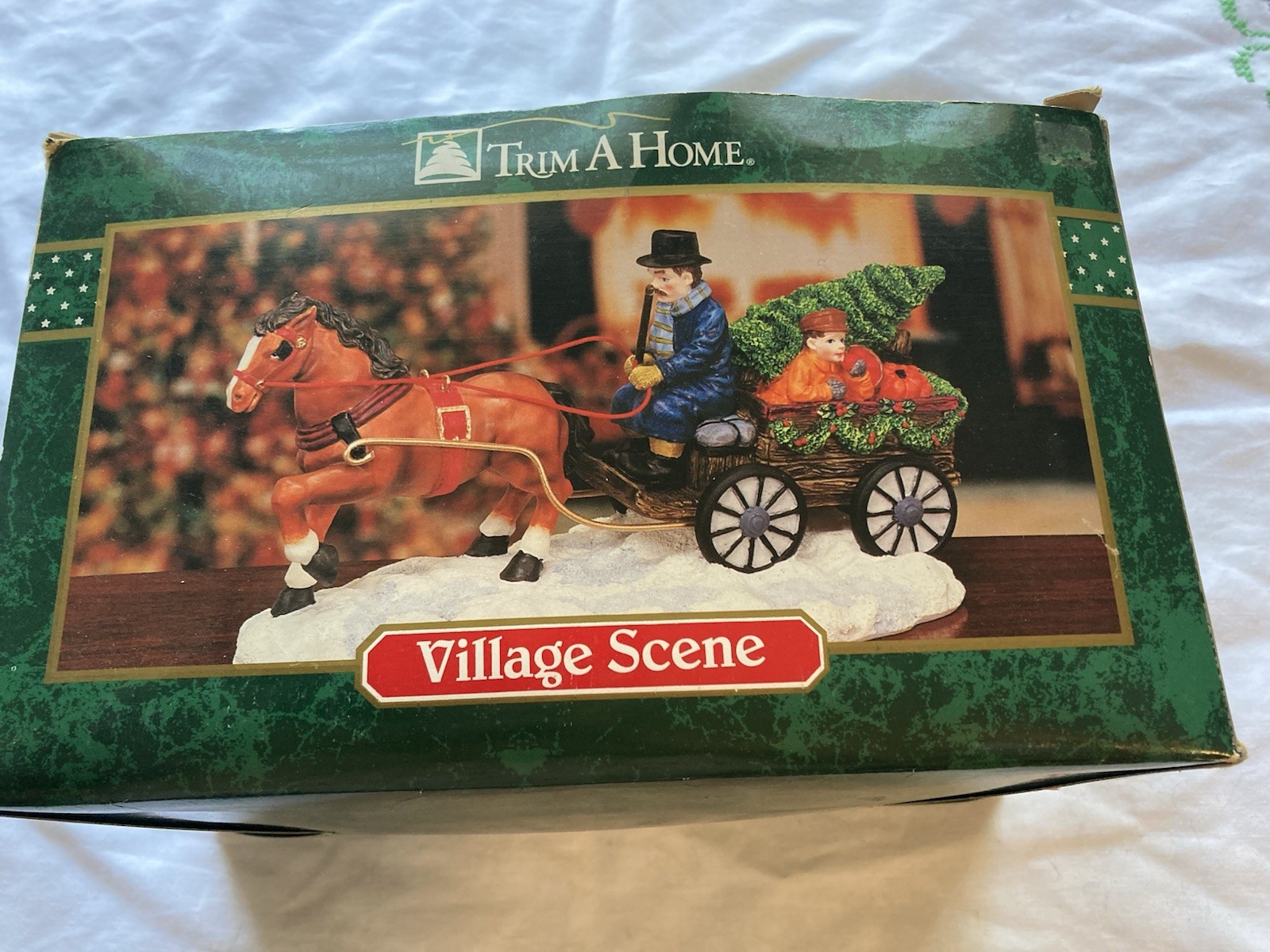 Trim A Home Village Scene Horse Carriage Christmas Tree Vintage Kmart Decoration