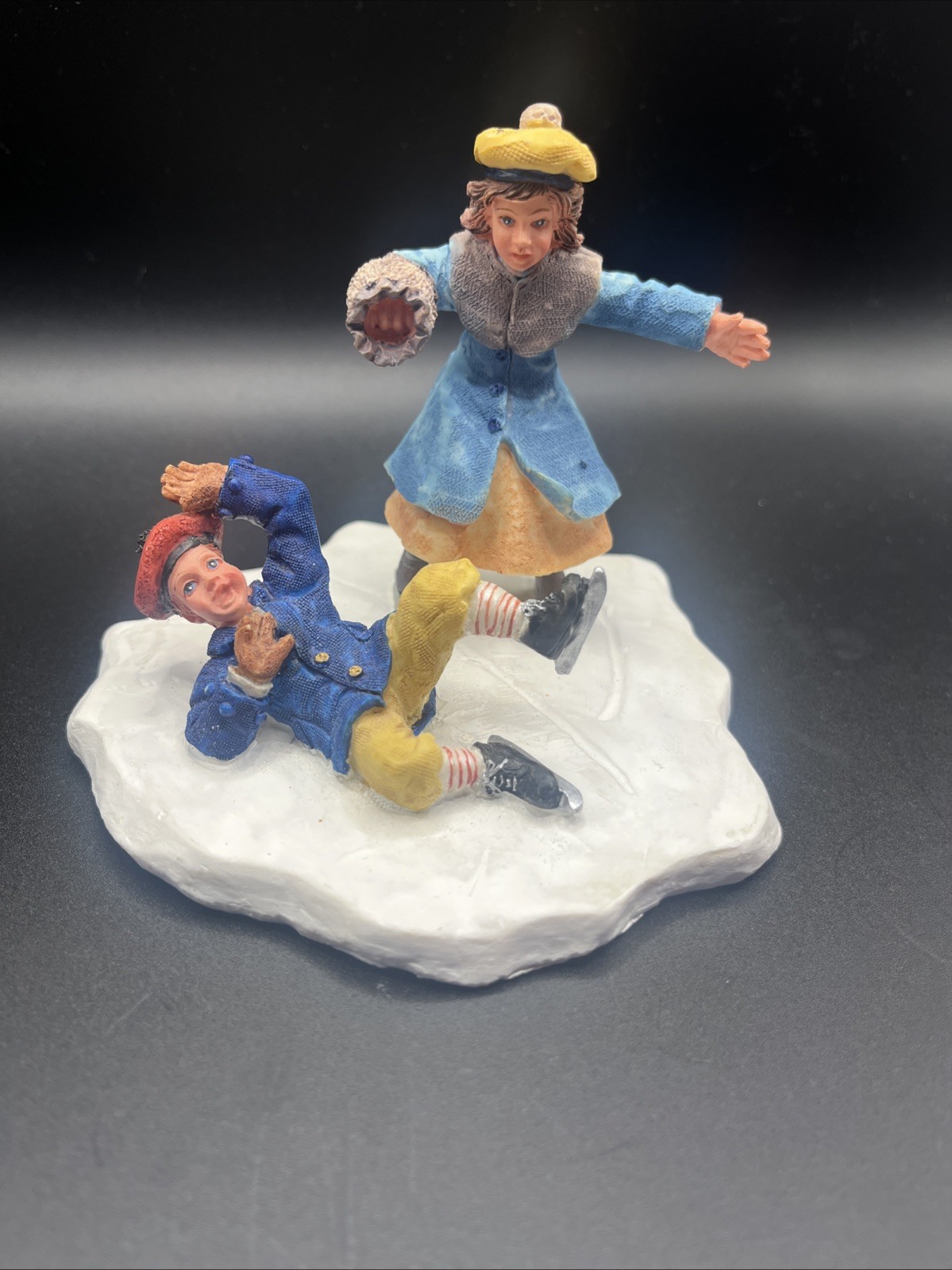 Lemax Memory Makers Timmy’s Tumble Victorian Boy Girl Ice Skating Table Decor