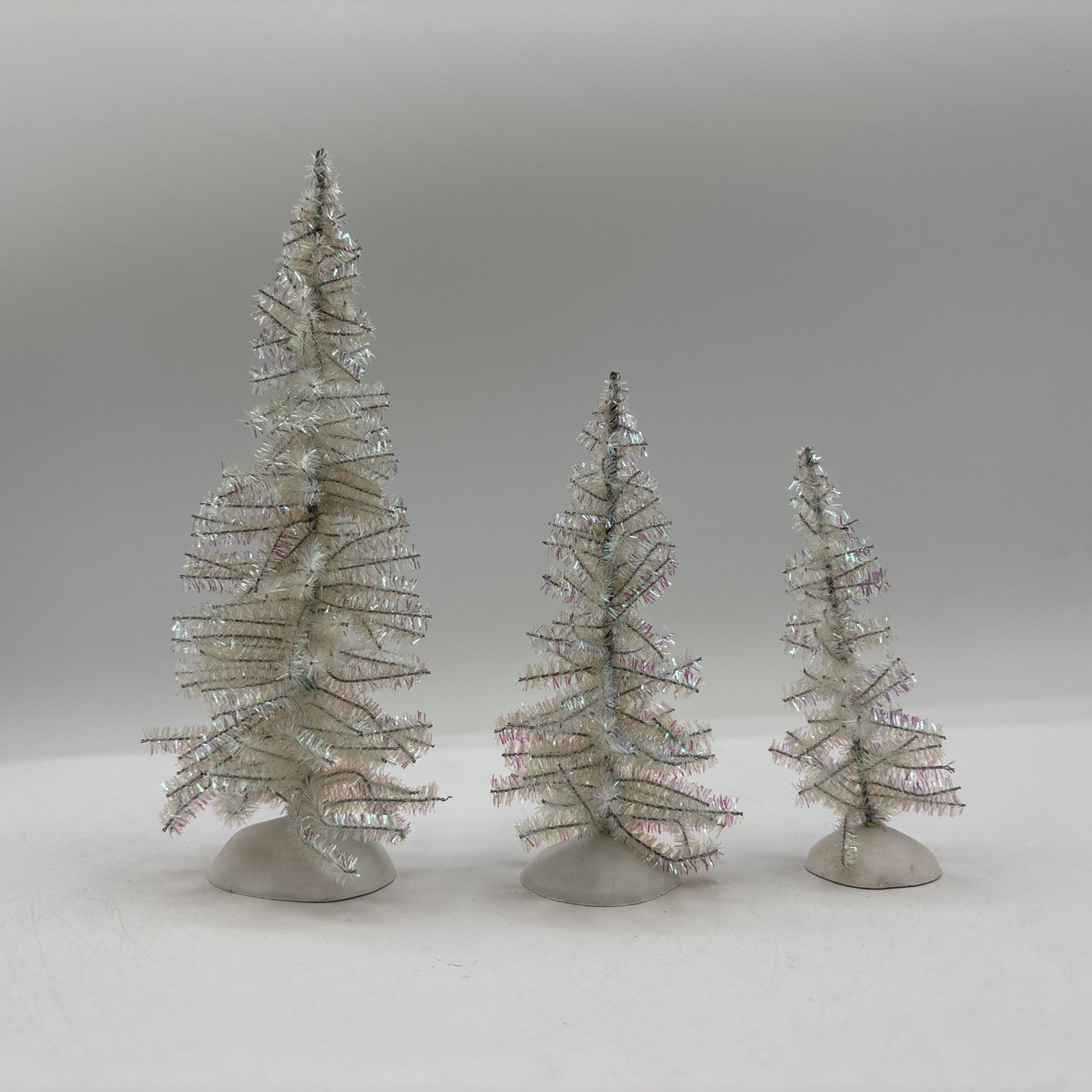 Dept 56 2004 Vintage Village Accessories Classic Tinsel Trees – White 56.53207