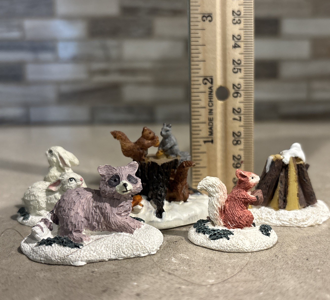 Lot of 6 Woodland Animals/Campfire Christmas Village: SNS, Lemax, Unbranded