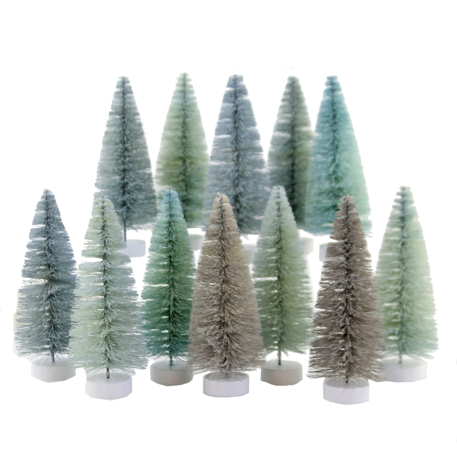 Cody Foster Rainbow Trees Winter Blue S/12 Decorative Tree Set Bottle Brush