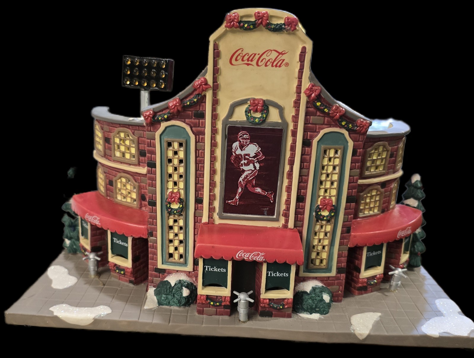 Coca-Cola Christmas Village Building 2007 Lighted Baseball Football Stadium