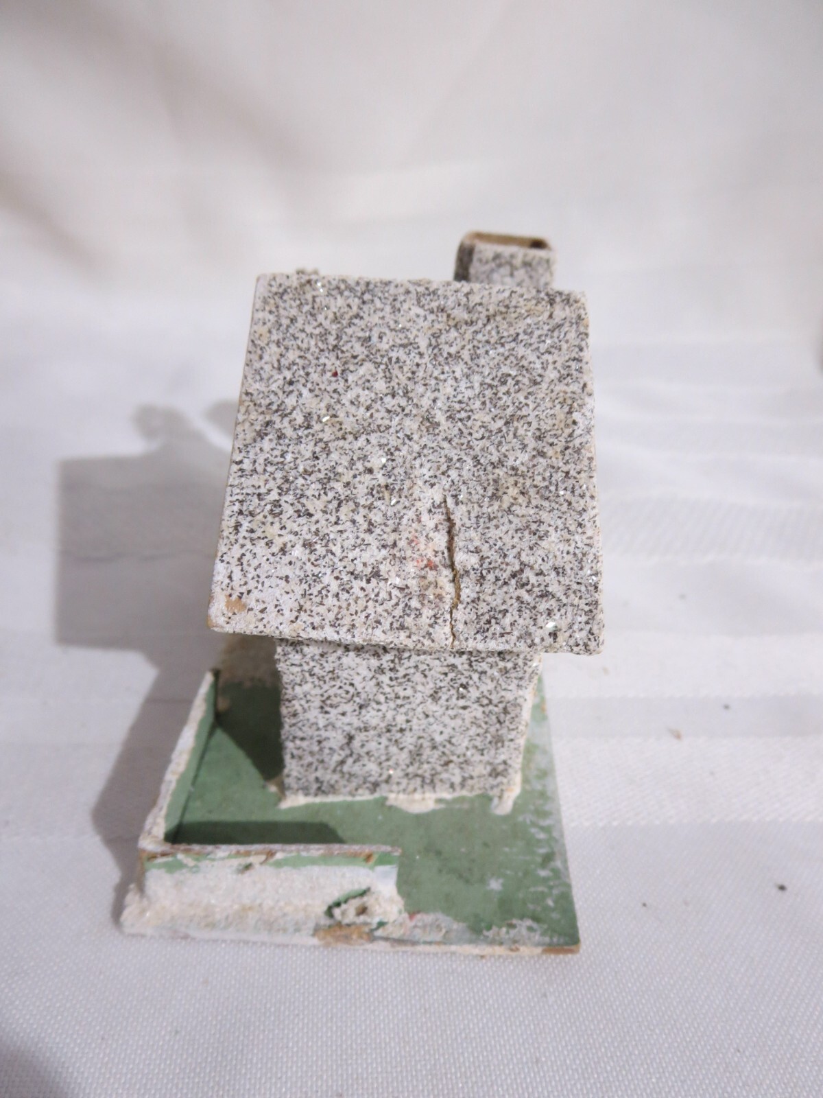 Vintage Christmas Putz Type Grey House Tree Glitter Fence