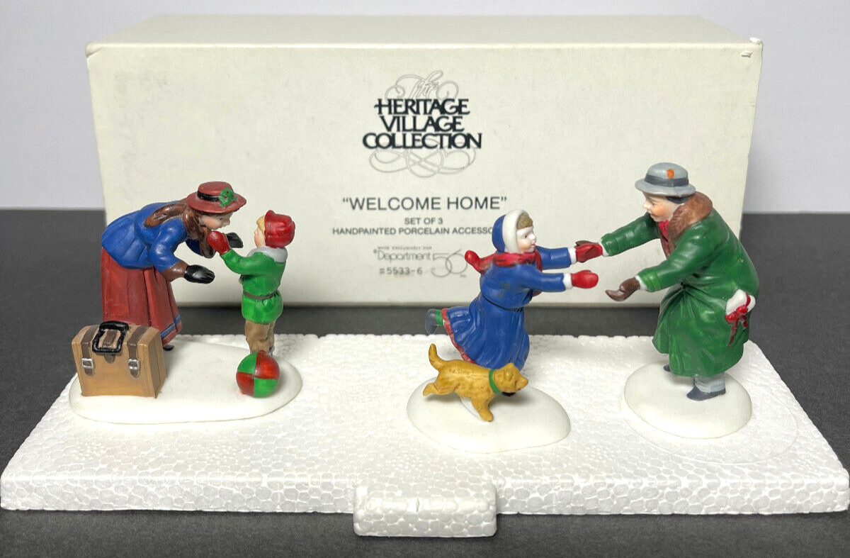 Dept 56 Heritage Village Collection Welcome Home Figurines #5533-6 Set of 3 A2