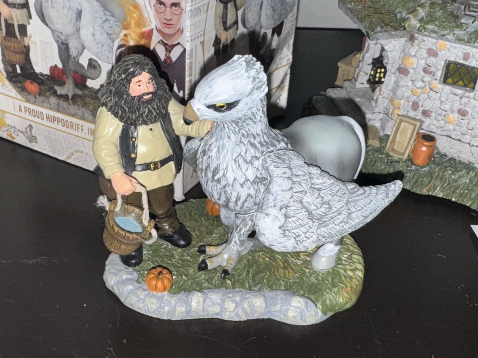 Harry Potter Village Department 56 Hagrid’s Hut & Buckbeak Figure-Retired & Rare