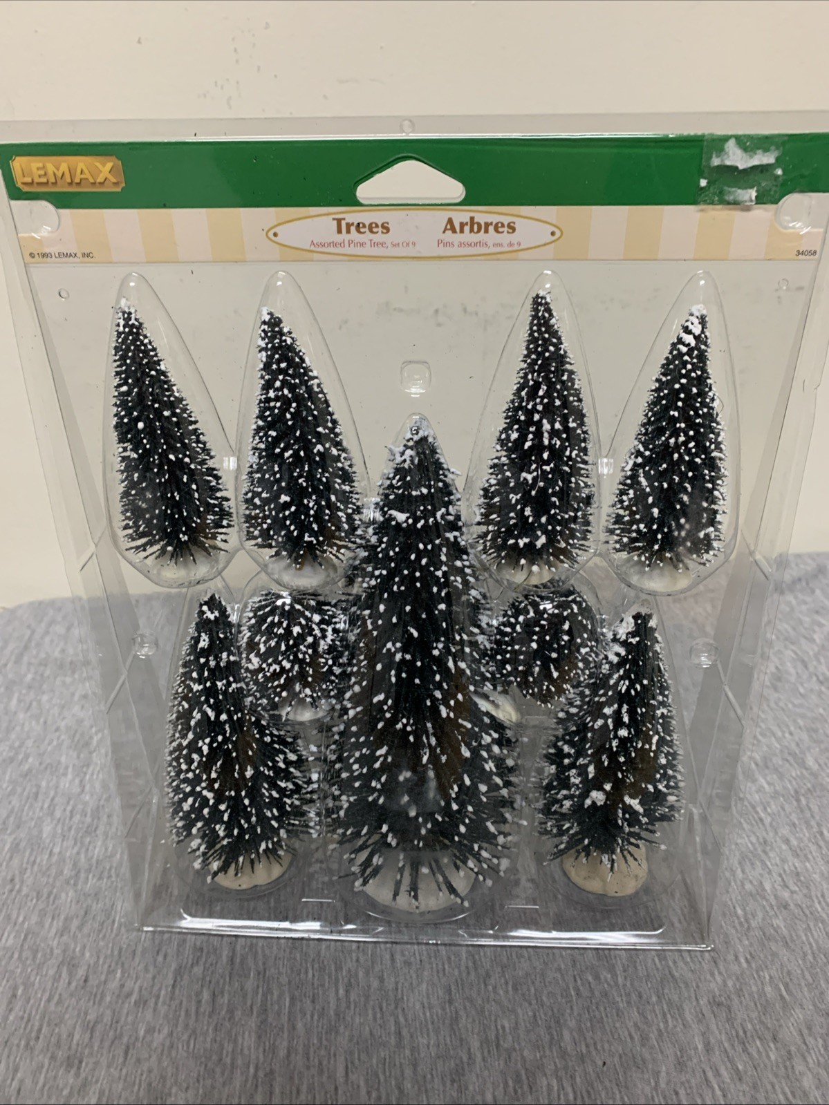 Vintage 1993 Lemax Christmas Village Assorted Pine Tree Set Of 9