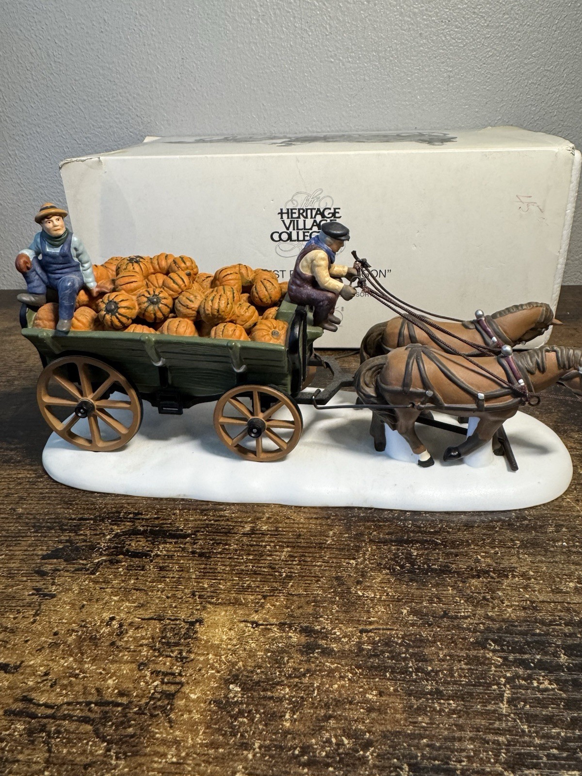 1995 Department 56 Heritage Village Collection Harvest Pumpkin Wagon #56591 Fall