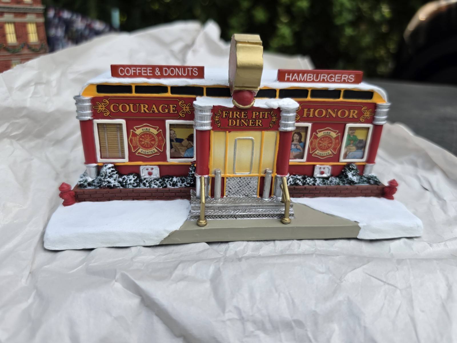 Hawthorne Village Fire Pit Diner Christmas Village Hand Painted COA no Box