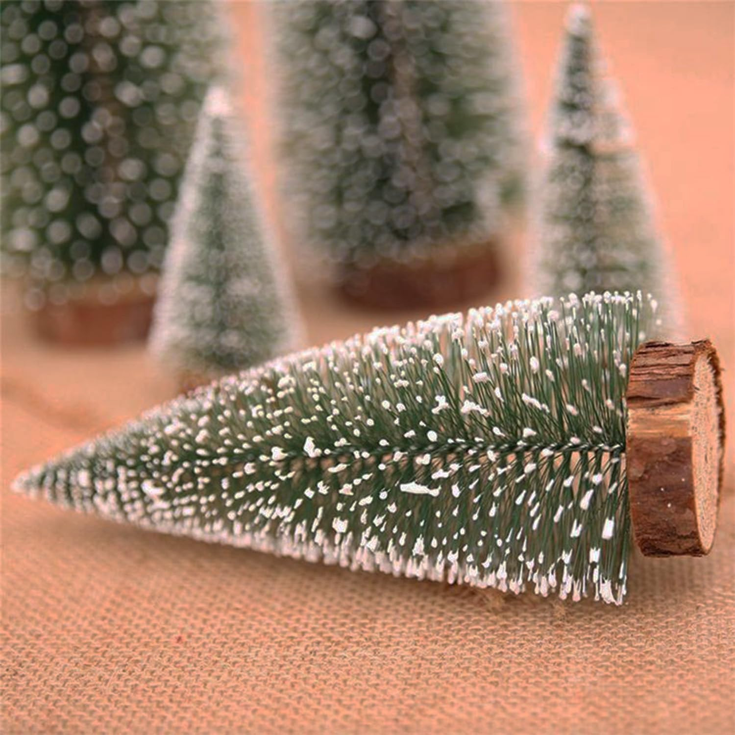 9 Pieces Bottle Brush Christmas Trees, Christmas Village Accessories, Christmas