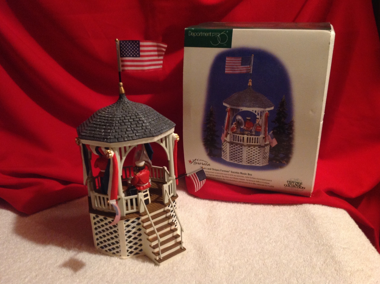 Stars and Stripes Forever,Gazebo,Music Box,Dept.56,Heritage Village Collection