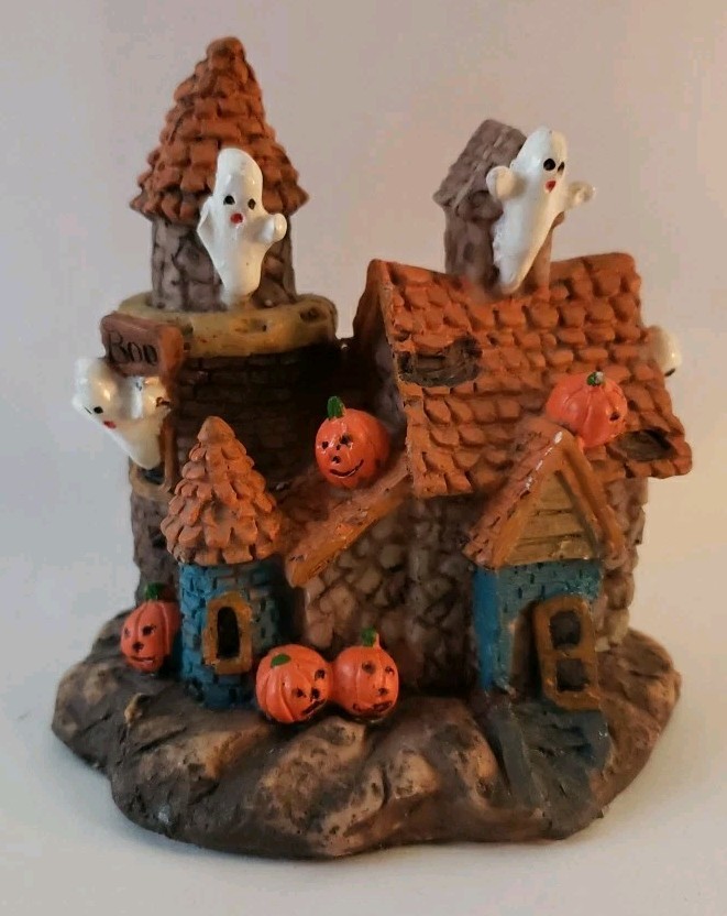Vintage K’s Collection Halloween Haunted House Hollow Resin Decor Ghost Pumpkin