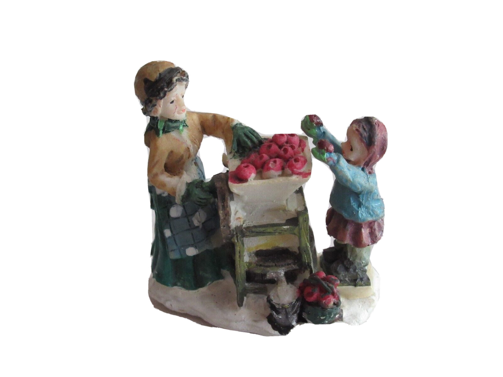 Christmas Village Mother Woman Cooking Crushing Apples Girl Daughter Help 1.6″