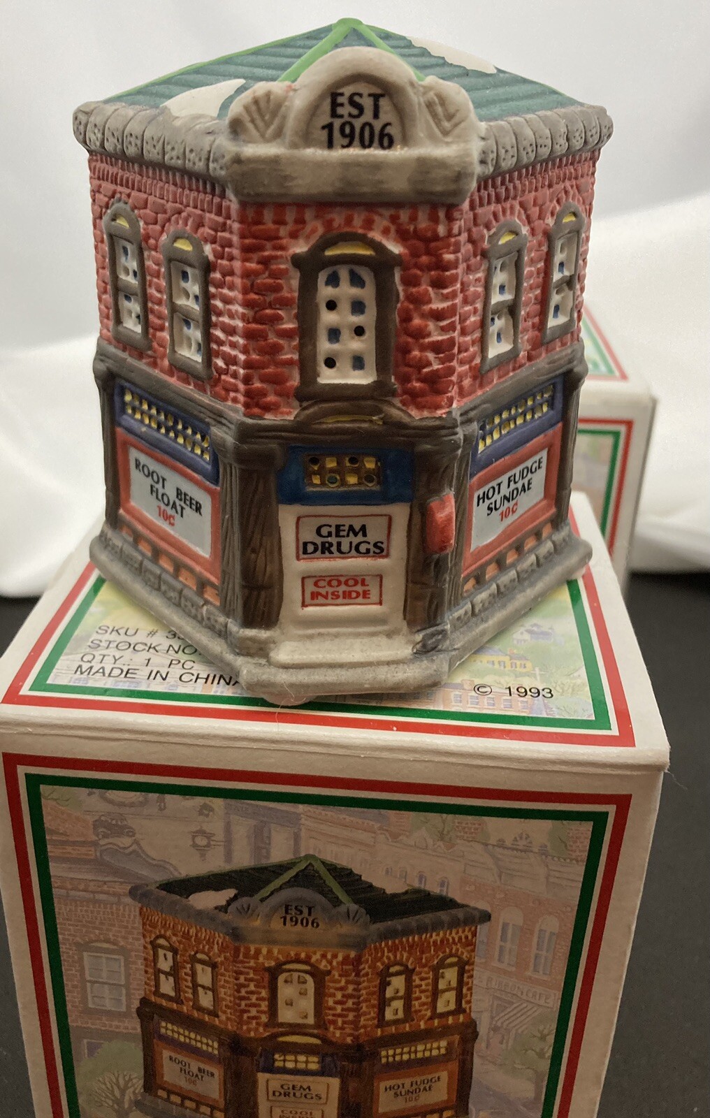 VTG 1993 Set of 5 Home Town America Collection Court House Barber Gem Drugs Cafe