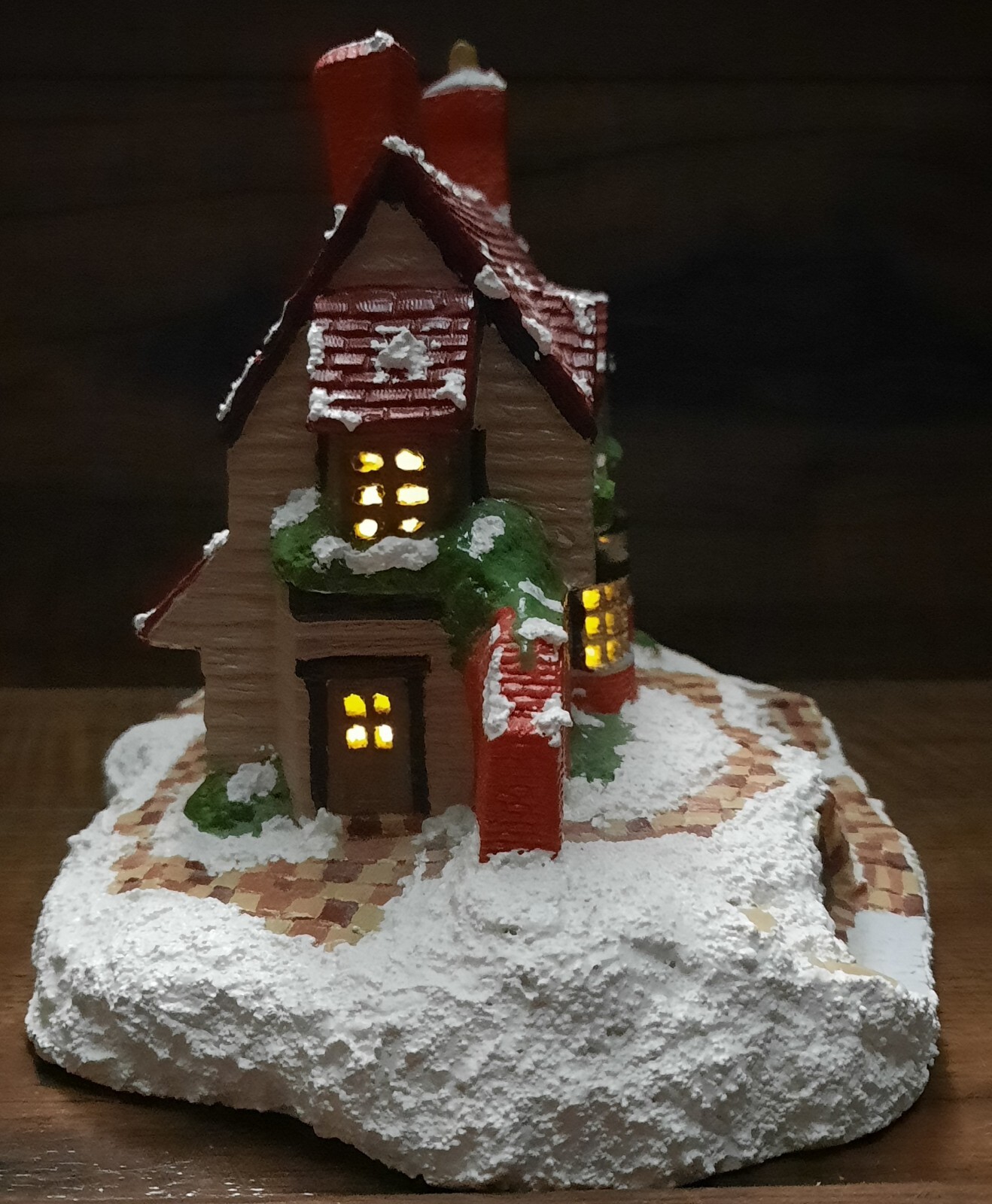 Christmas Village Hand-Painted Ceramic Bisque Wine Shop Light-Up Collectible