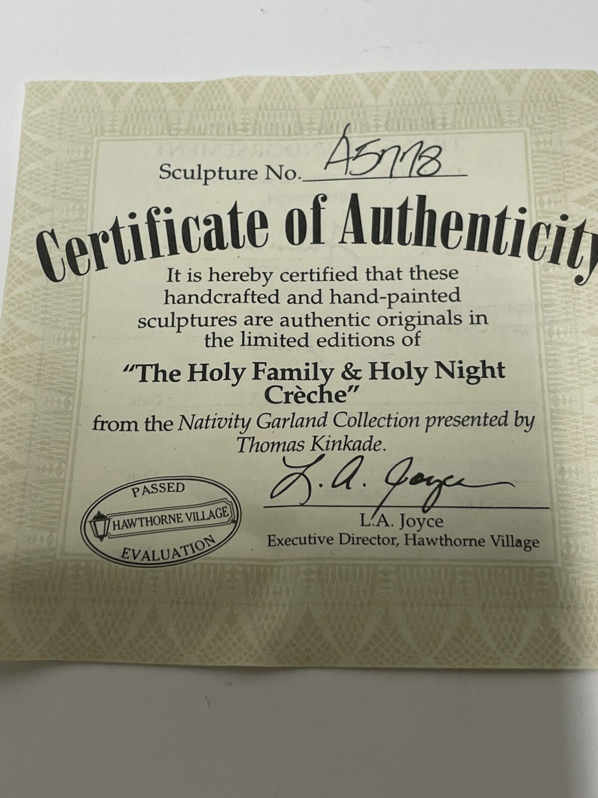Hawthorne Village Thomas Kinkade Holy Family Mary Joseph Baby Jesus Creche 2007