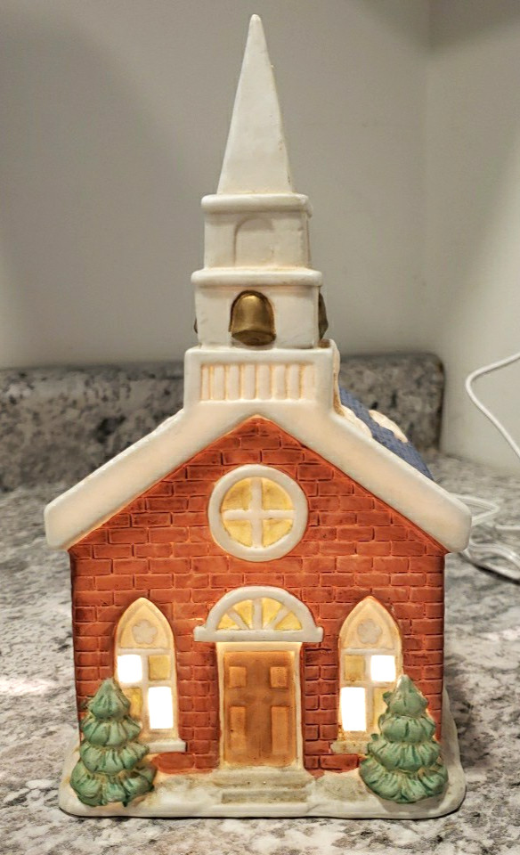 Kurt S. Adler Santa’s World Christmas Village Church Chapel Lighted with Cord