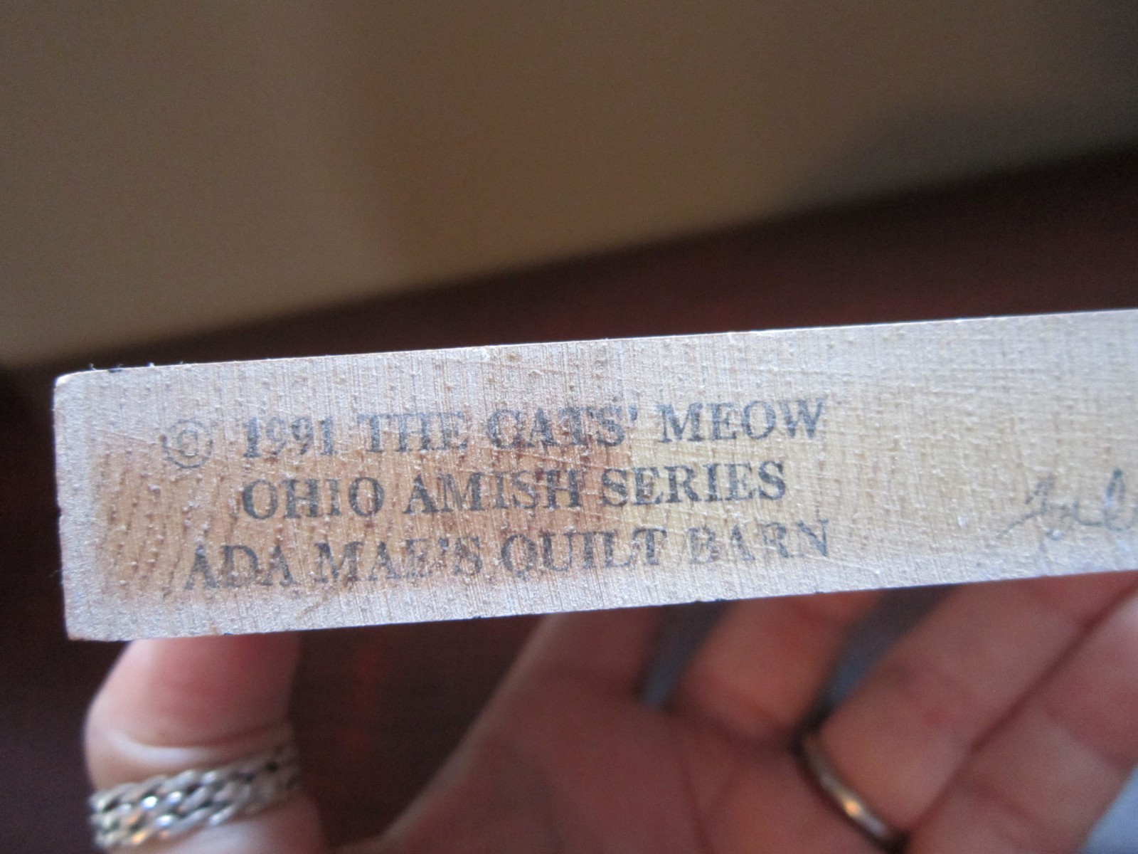 ADA MAE’S QUILTS BARN CAT’S MEOW VILLAGE WOOD OHIO AMISH 1991 SIGNED FALINE ’91