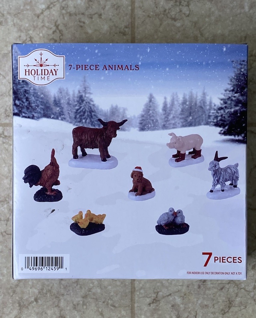 Holiday Time Village Farm Animal 7 Piece Set Christmas Ceramic Porcelain Figures