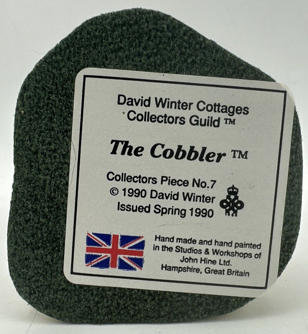 David Winter Cottages The Cobbler Miniature Collectible Guild COA Vintage 1990