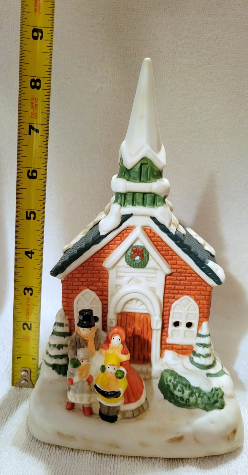 Vintage BADCOCK Holiday Porcelain Church Musical Hand Painted With Box Retired