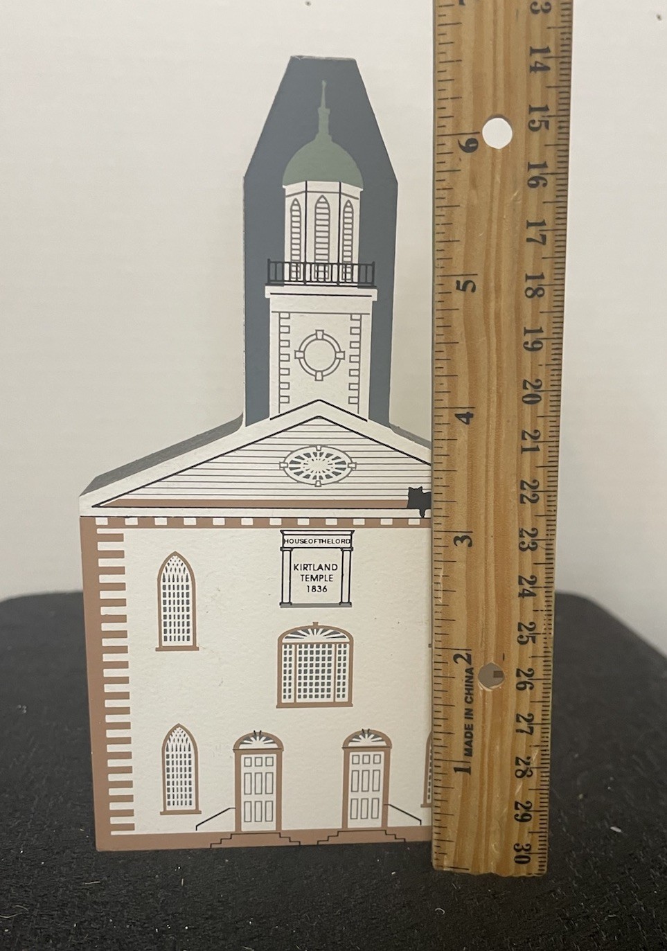 Vtg. Cat’s Meow Village Historic Kirtland Temple 1991 Signed Wooden Shelf Sitter