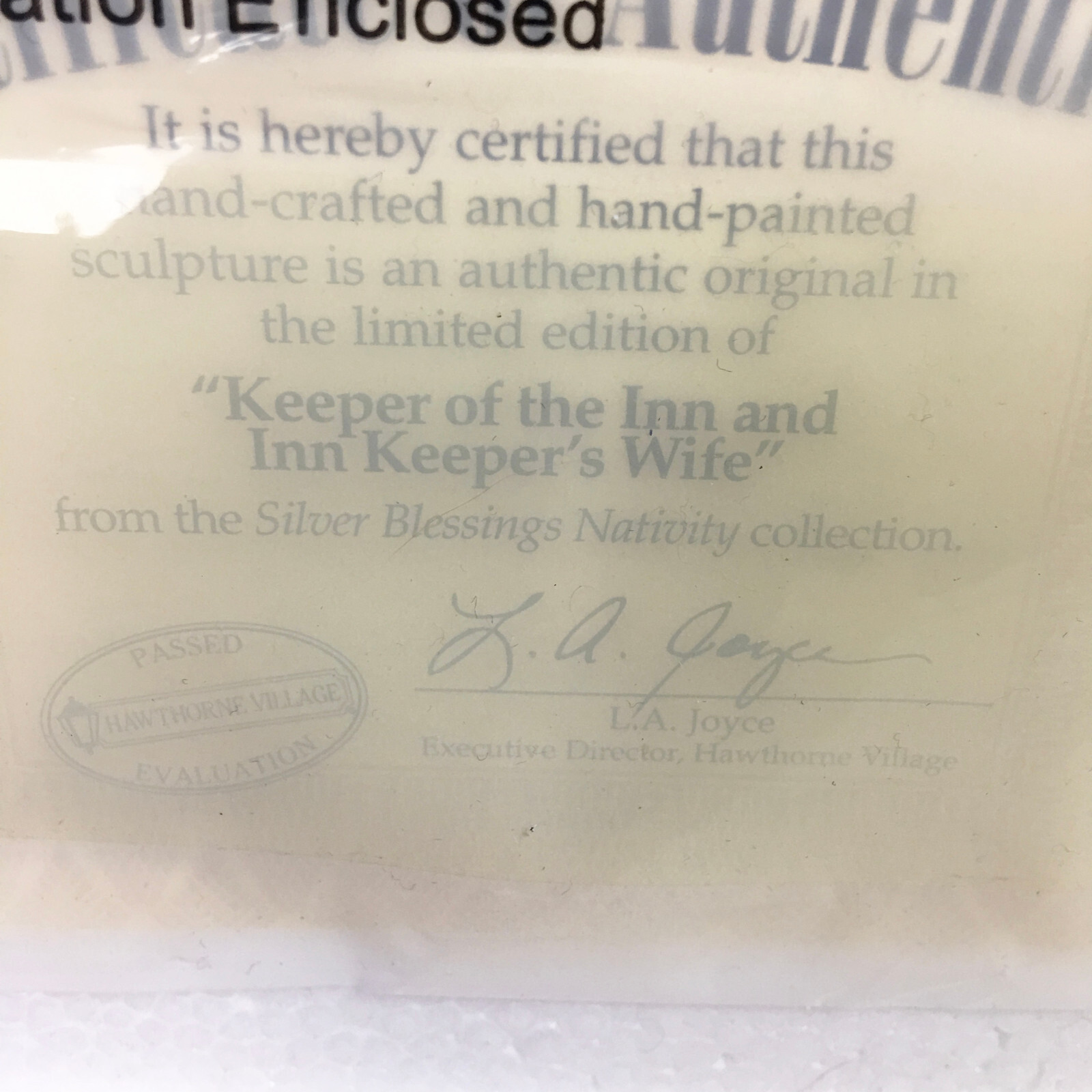 Hawthorne Village Silver Blessings Keeper Of The Inn & Inn Keepers Wife 2005