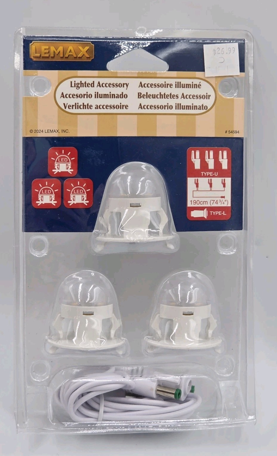 New In Pack Lemax® Type-L to Three Moonlander LED Light String Home Decor #54594