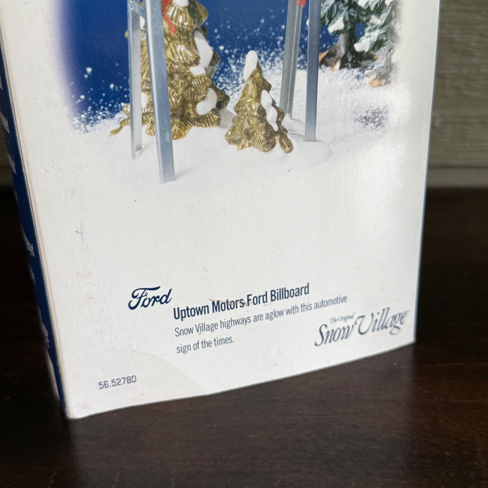 Department 56 Snow Village Uptown Motors Ford Billboard Mustang Convertible Sign