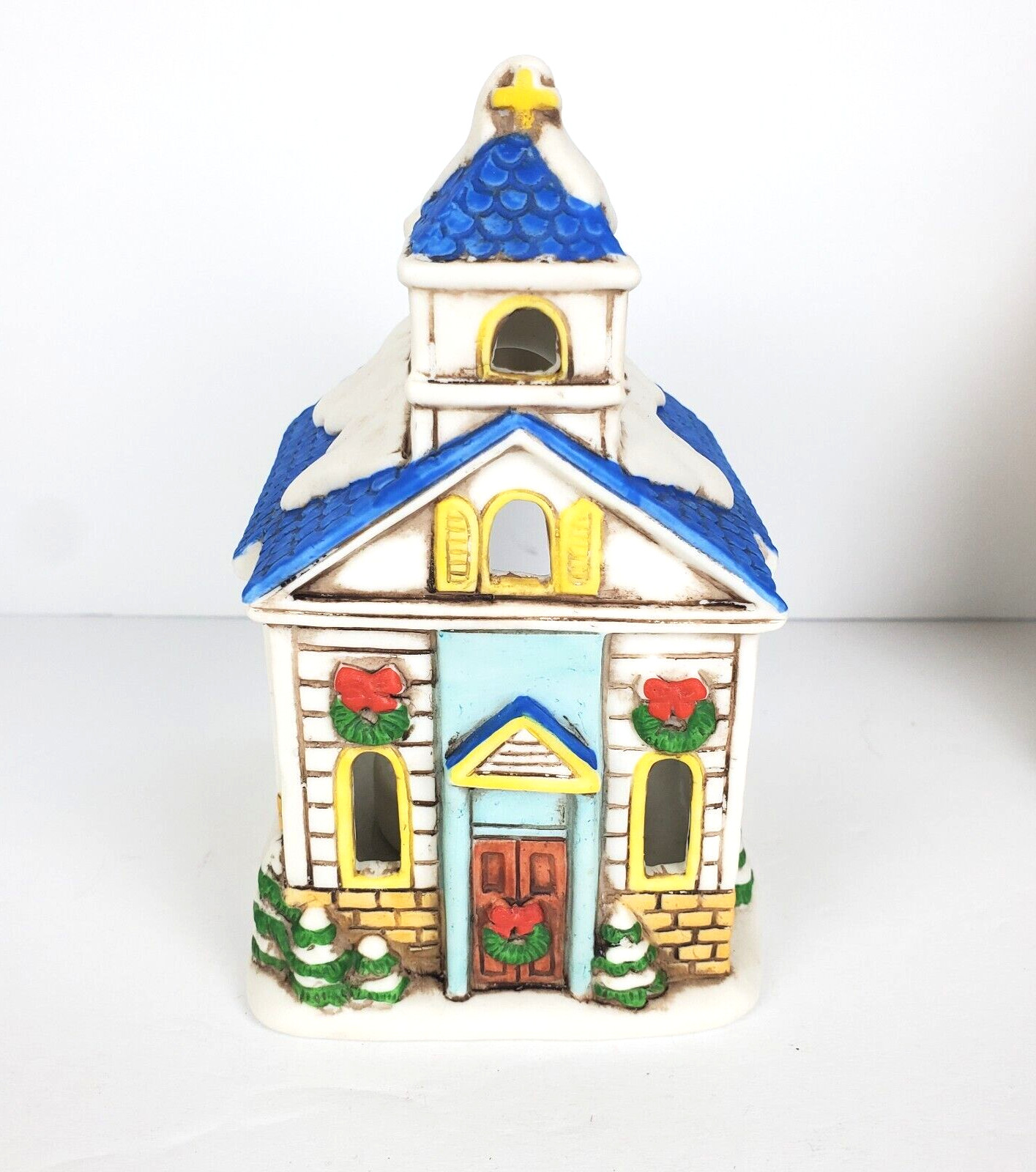 Vintage 1988 Lefton Byron Wood Colonial Village Church Chapel Tea Light Holder