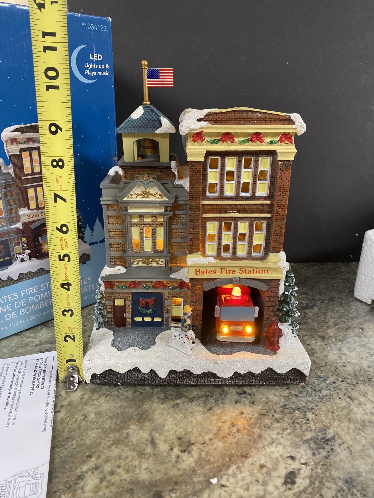 Carole Towne Bates Fire Station Animated Truck Lighted Musical Christmas Village