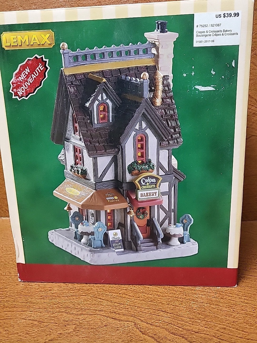 Lemax Crepes & Croissants Bakery #75252 Lighted Porcelain Building 2017 NIB