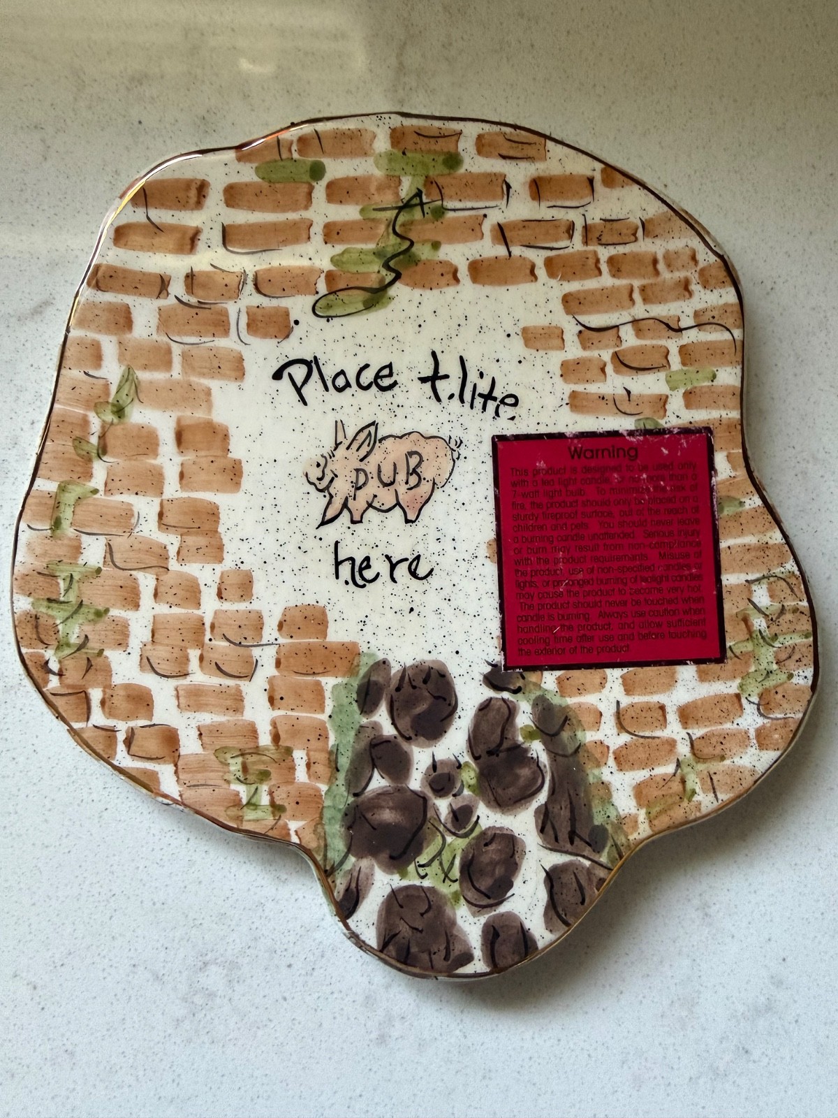 Blue Sky Clay Works Pickled Pig Pub Tea Light 2003 Heather Goldminc Tile Only