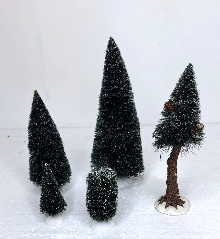 Dept 56 Accessories Trees Assorted Size 3″ To 8″ – Lot of 5