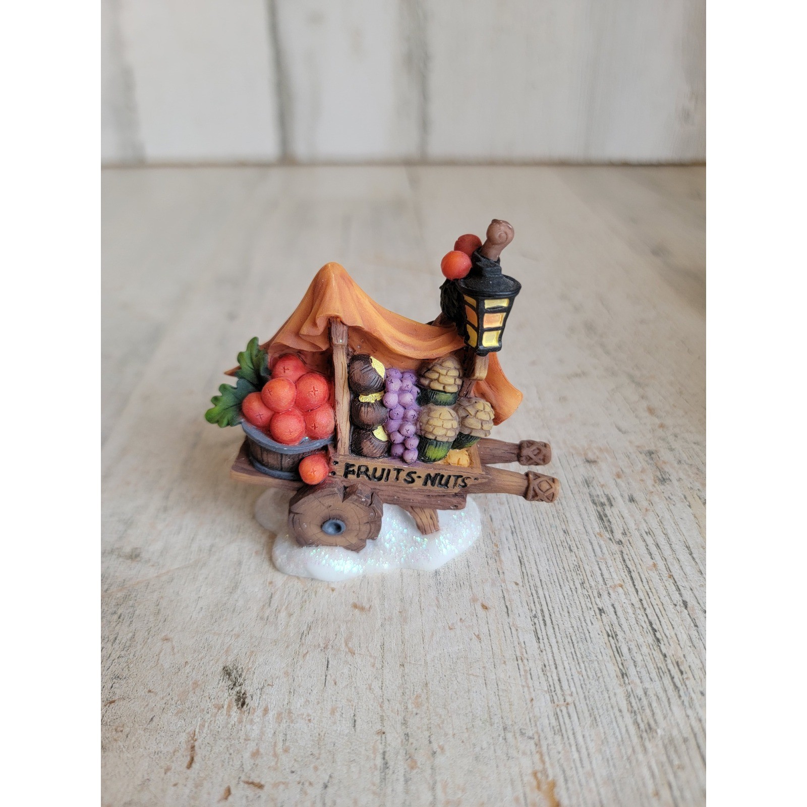 Village accessory fruit nut cart vendor Xmas glitter lantern unique home decor
