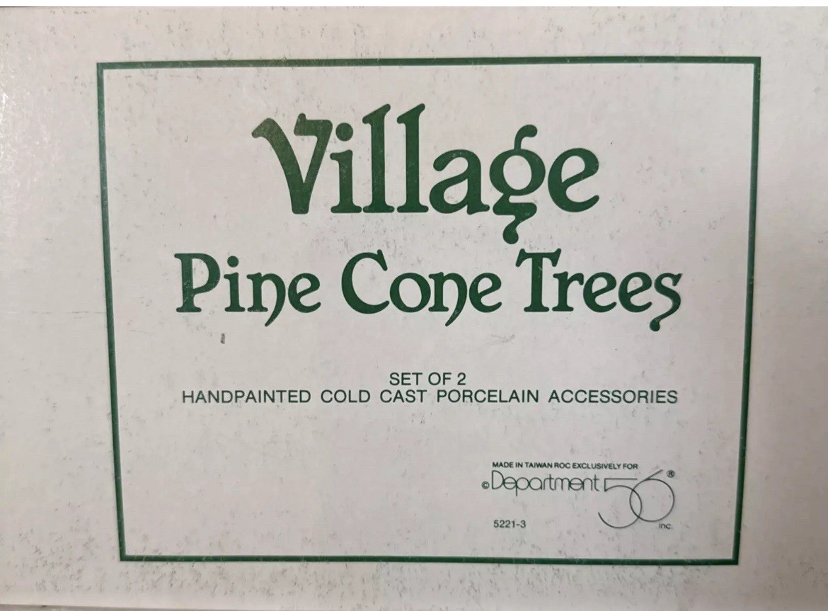 Dept 56 Village Pine Cone Trees NEW Set Of 2 Retired 1993 Brown #5221-3 VTG