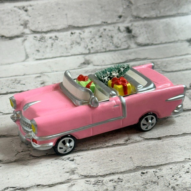 Department 56 Heritage Snow Village Christmas Figurine Gift Pink Cadillac Car