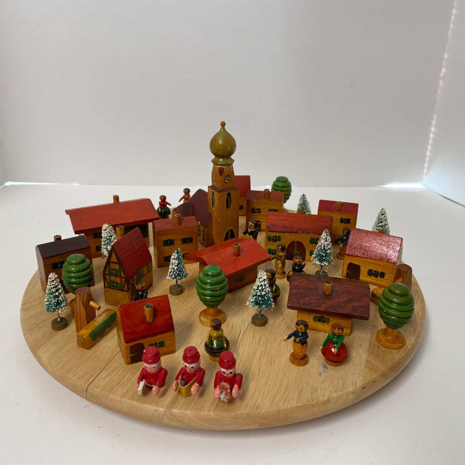 Vintage Wood European Village • 30+ Pieces • Painted • People • Trees • Building