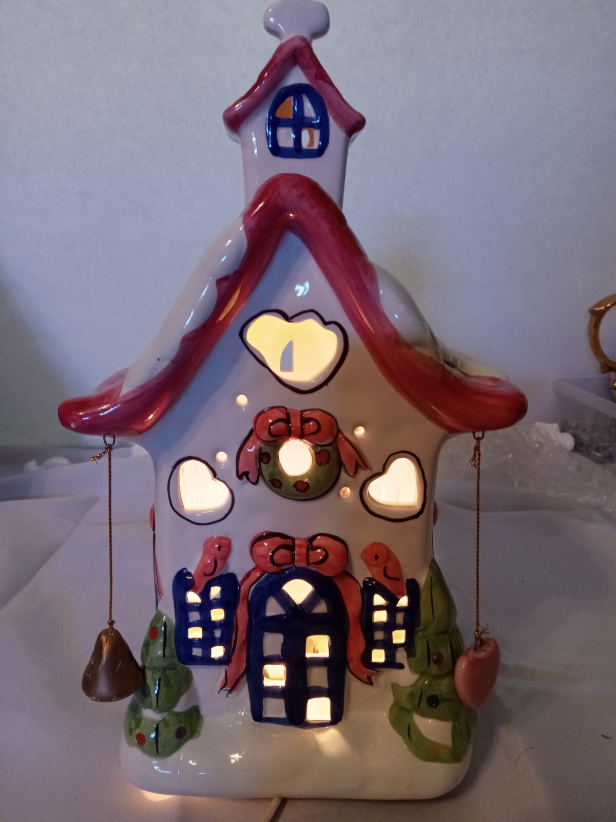 Christmas Ceramic Electric House Lamp by Elements 10.5 Tall