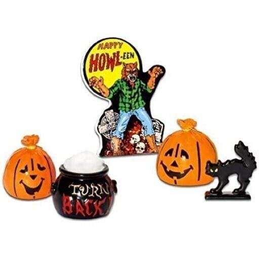 DEPT 56 HALLOWEEN VILLAGE ACCESSORIES 5 Pcs WEREWOLF PUMPKIN BLACK CAT 53246