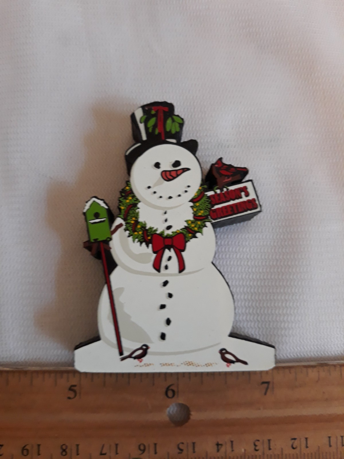 Shelia’s Collectibles Heartsville Fire Station & Snowman Wood Shelf Sitters 1999