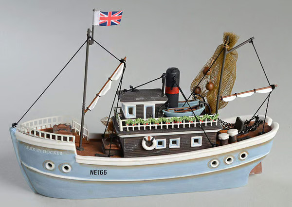 DEPT 56 DICKENS VILLAGE SERIES DUDLEY DOCKER FISHING SHIP – RETIRED