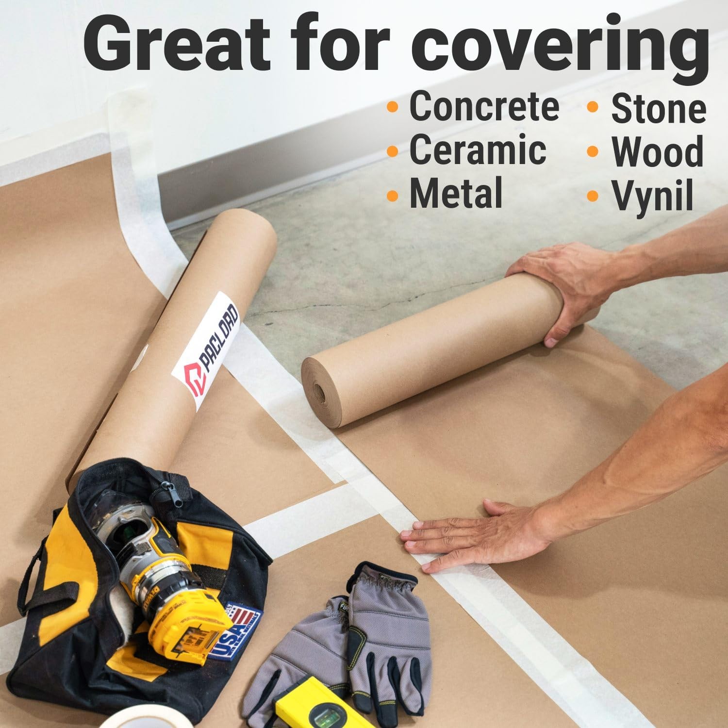 Floor Protection 36″ x 166 ft – USA-Made Brown Rosin Roll, 7 Mil Heavy-Duty B…