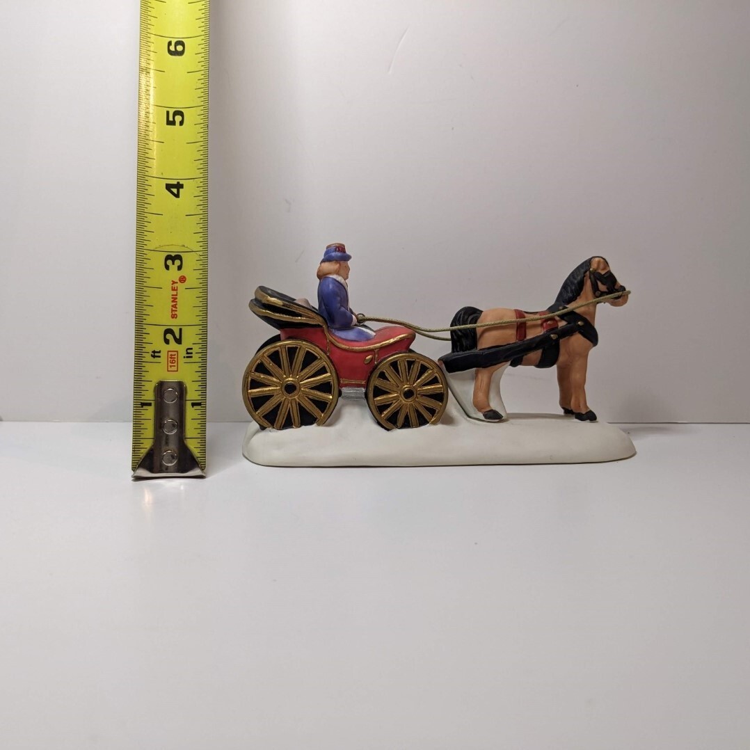 Carriage Ride Figurine, Vintage 1996, Horse Drawn, Christmas Village Decoration
