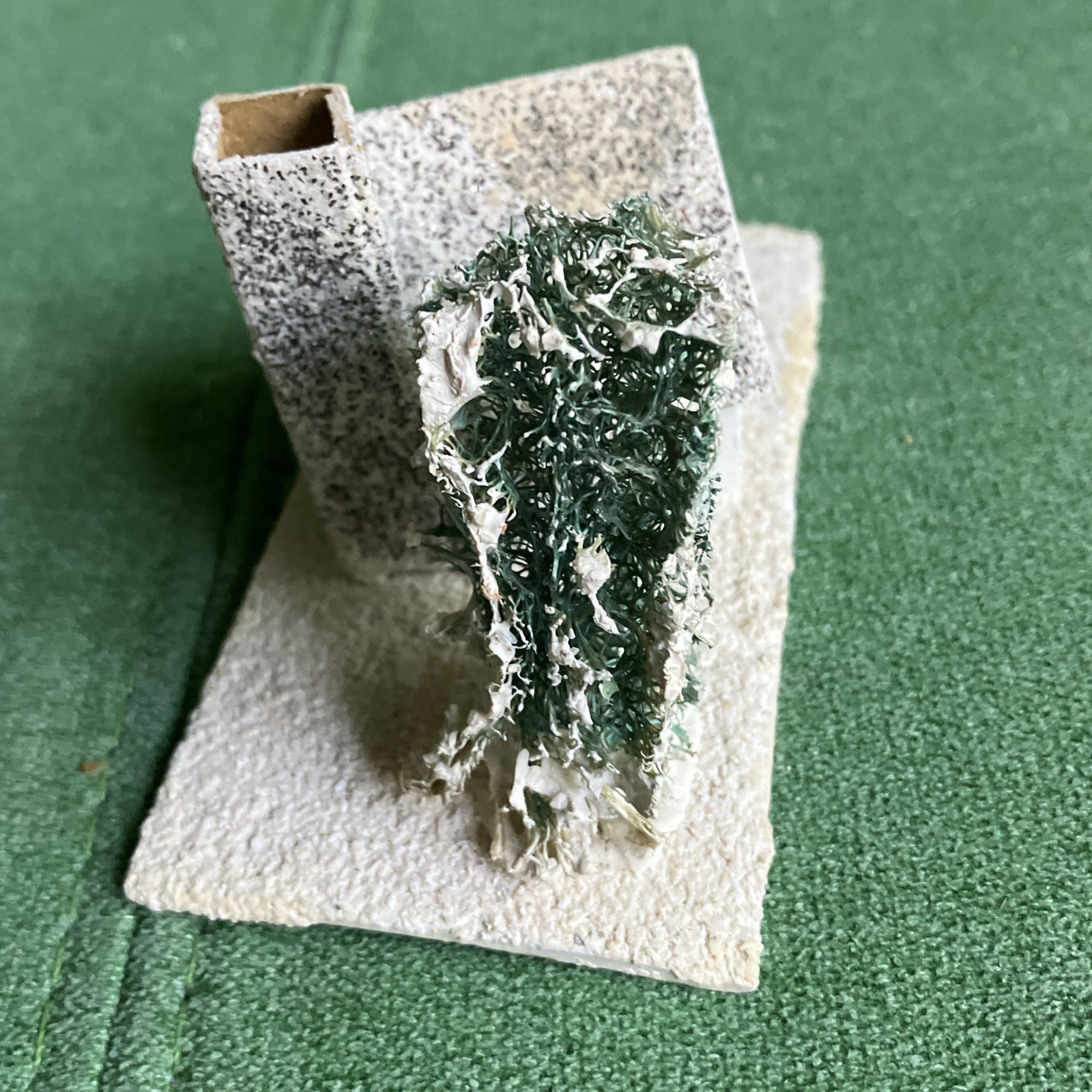 3 Vtg Christmas Putz Houses Cardboard w Mica Glitter, Windows, Trees