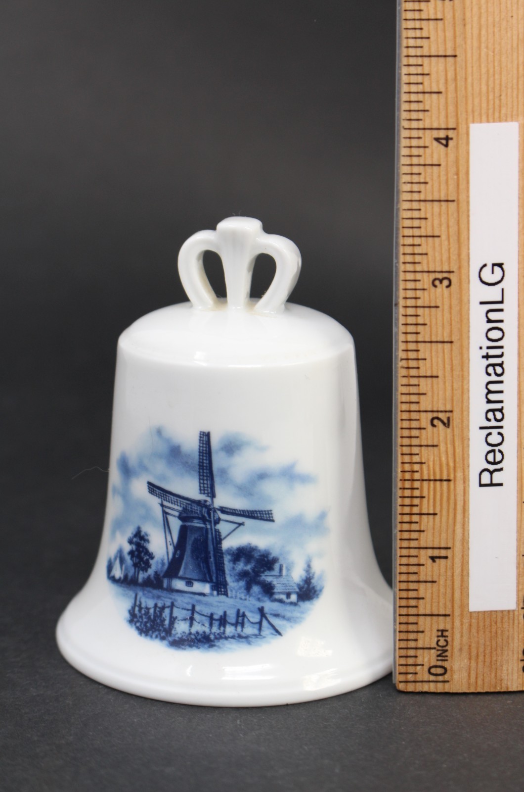 Delft Bell Blauw porcelain Windmill Hand Painted Holland 3.25” floral