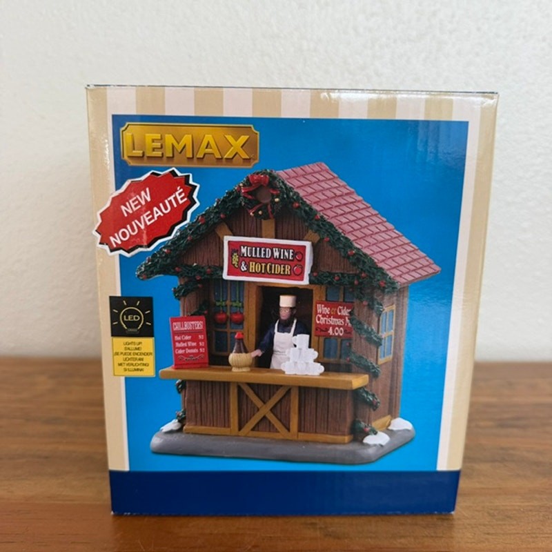 Lemax Mulled Wine & Hot Cider Stand Market Stall Vendor -2020 – working Light